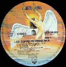 Led Zeppelin 'Presence' Vinyl LP Record AlbumSwan Song label Schallplatte mit Swan Song Label Disque 33 tours