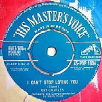 Original Ray Charles vinyl single 'I can't stop loving you'. Ray Charles Schallplatten. Ray Charles Vinyl Records. Disques 33 et 45 tours Ray Charles. Dischi 33 45 giri Ray Charles. Skivor Ray Charles