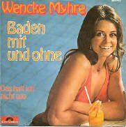 Wencke Myhre 'Baden mit und ohne' Single. Schallplatte. Vinyl-Single mit Original-Bildhlle. Deutsche Schlager Schallplatte. Auch fr Musibox und Jukebox wie Wurlitzer und Seeburg geeignet. Wencke Myhre Schlager Singles auf Vinyl. Deutsche Schlagerplatte Hits und Oldies. 60 er Jahre